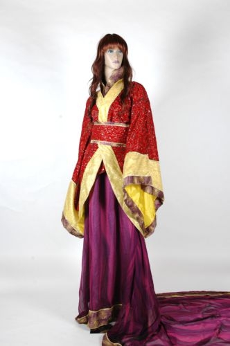 紅紫黃邊改良女古裝(衣裙小裙腰領)F CA-95006