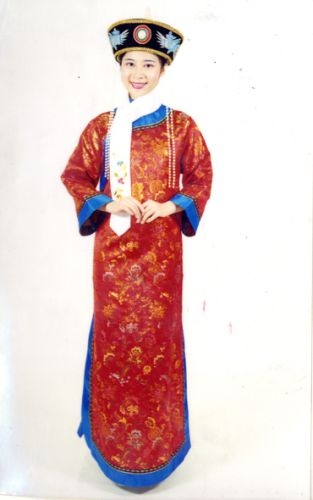 紅金蔥緞滾深藍邊旗服 CK-89006