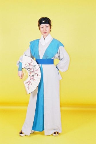 灰底水藍披俠士服 CO-86024