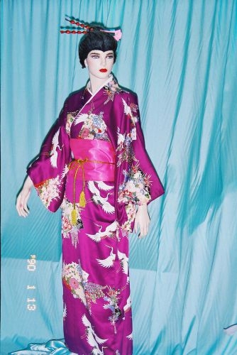 紫底白鶴日本女和服 OA1-86044