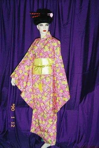 桃桔碎花日本女和服 OA1-86050