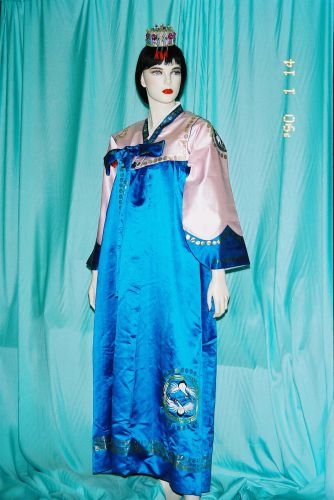 粉淺藍繡鶴女韓服(衣裙) OA2-86074