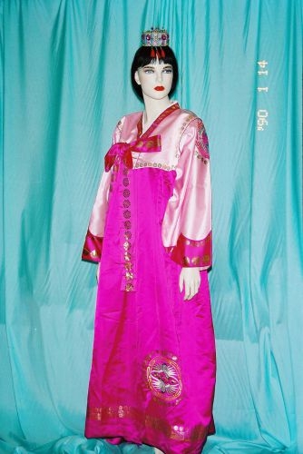 粉桃繡鶴女韓服(衣裙) OA2-86075