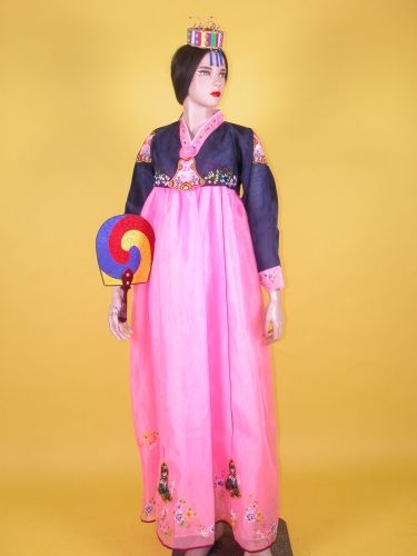 粉藍紗彩繪女韓服(衣裙) OA2-92040