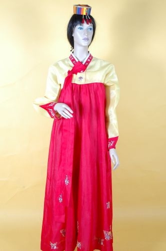 紅黃紗繡花女韓服(衣裙)F OA2-95026