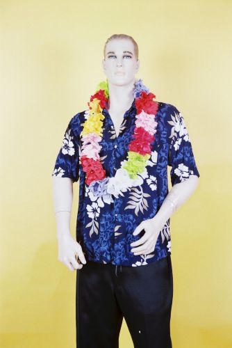 深藍底白花夏威夷襯衫(男) OA8-89033