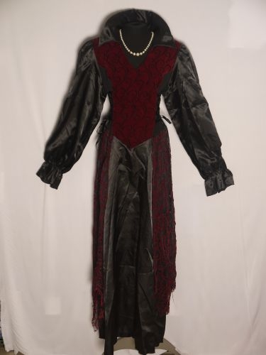 黑緞蜘珠紅網洋裝服 OB-95043