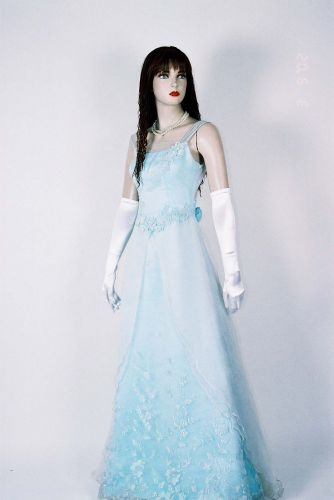 水藍紗吊帶現代晚禮服 PA-90016