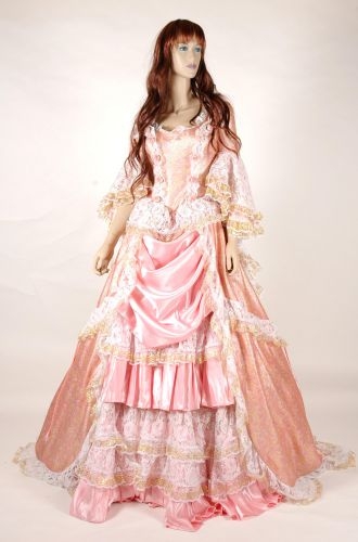 粉桔白蕾絲宮廷禮服 PA-95001