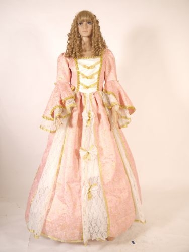 粉金蔥蕾絲袖宮廷禮服 PA-99005