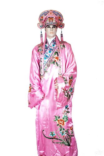 深粉緞繡花書生袍 CJ-86002