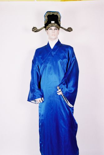 寶藍緞書生袍(水袖) CJ-86010
