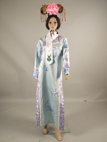 湖水綠滾紫邊旗服 CK-101002