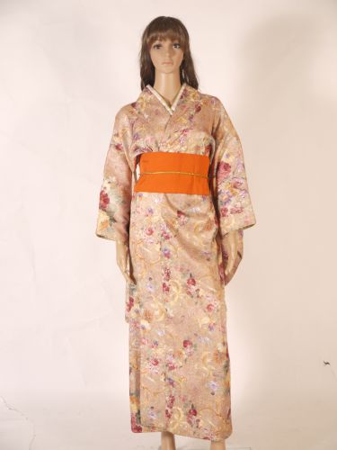 桔咖啡菊花日本女和服 OA1-93037
