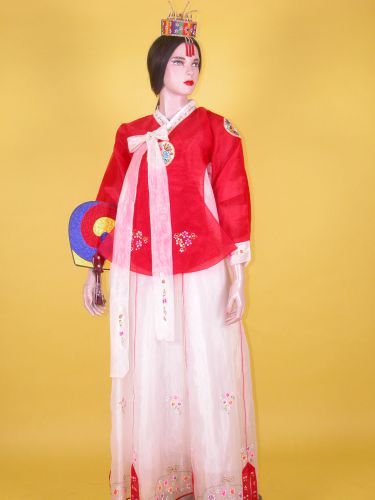 紅白紗福字復古女韓服(衣裙) OA2-92039