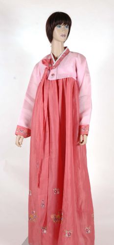 粉桔紗繡花女韓服(衣裙)F OA2-95021