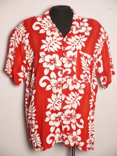 紅底白花夏威夷襯衫 OA8-92005