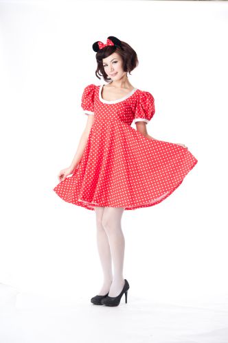 紅底白點米妮洋裝 OB-99003