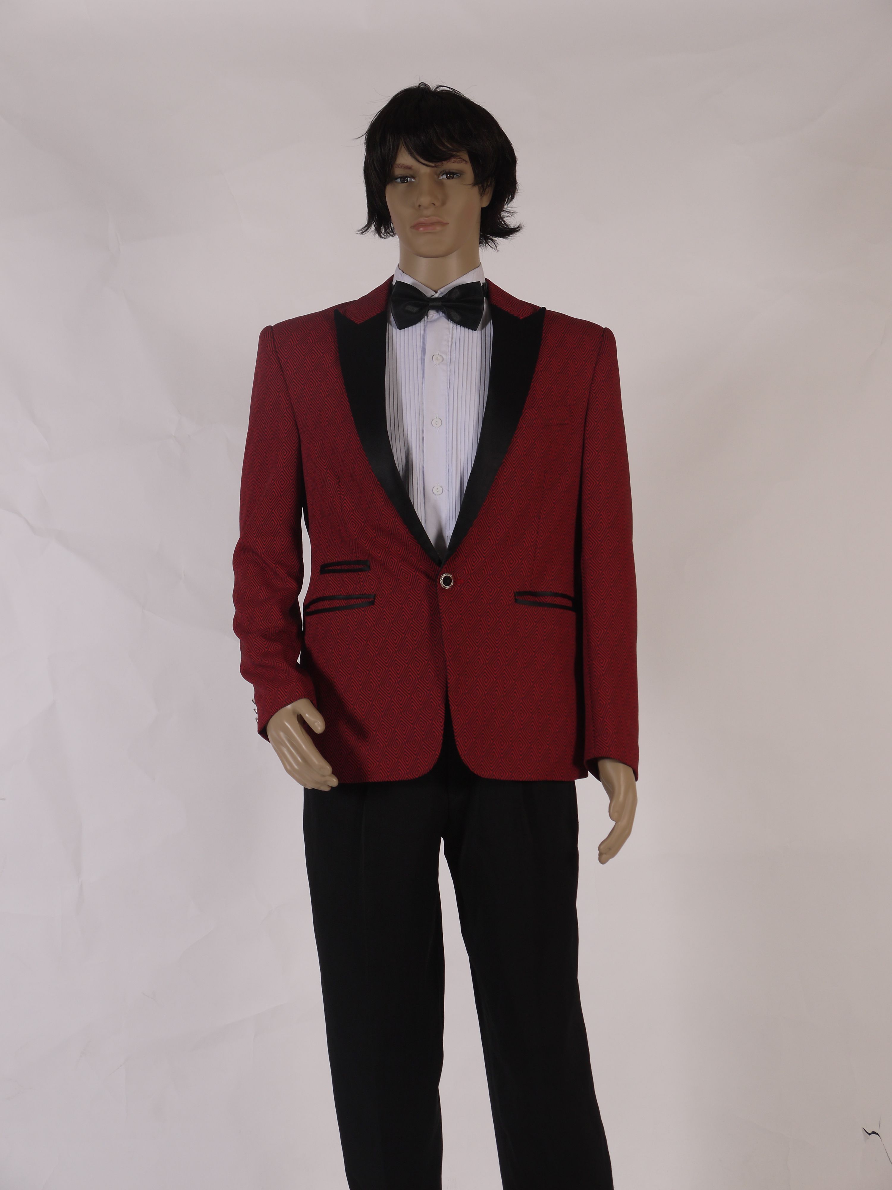 紅菱角滾黑領邊禮服(外套) OD-99021