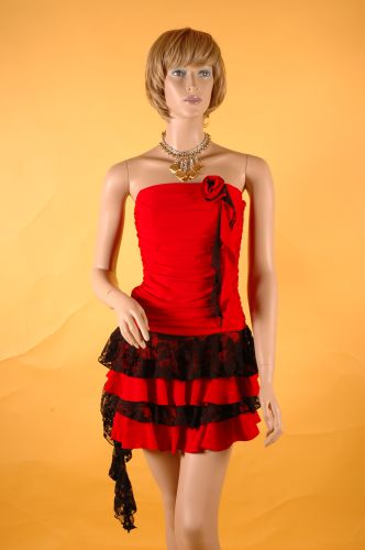 紅黑國標現代舞服 PB-95054