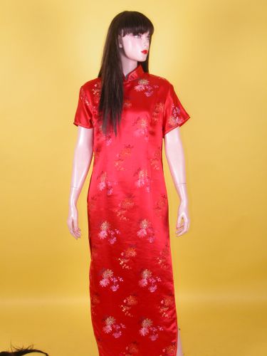 紅錦緞祺袍 PC-91007