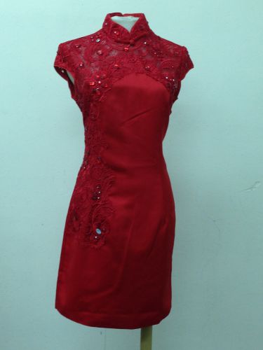 豔麗紅短祺袍 PC-110312