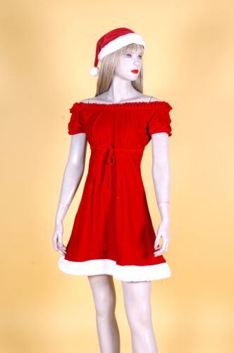 聖誕小姐(公主袖)(洋裝帽) XS1-9403